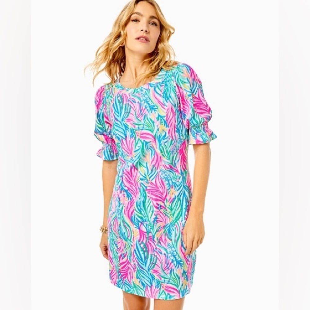 Adley Short Sleeve Dress Multi Sea Turtle Soiree Lilly Pulitzer NWT - Picture 1 of 5